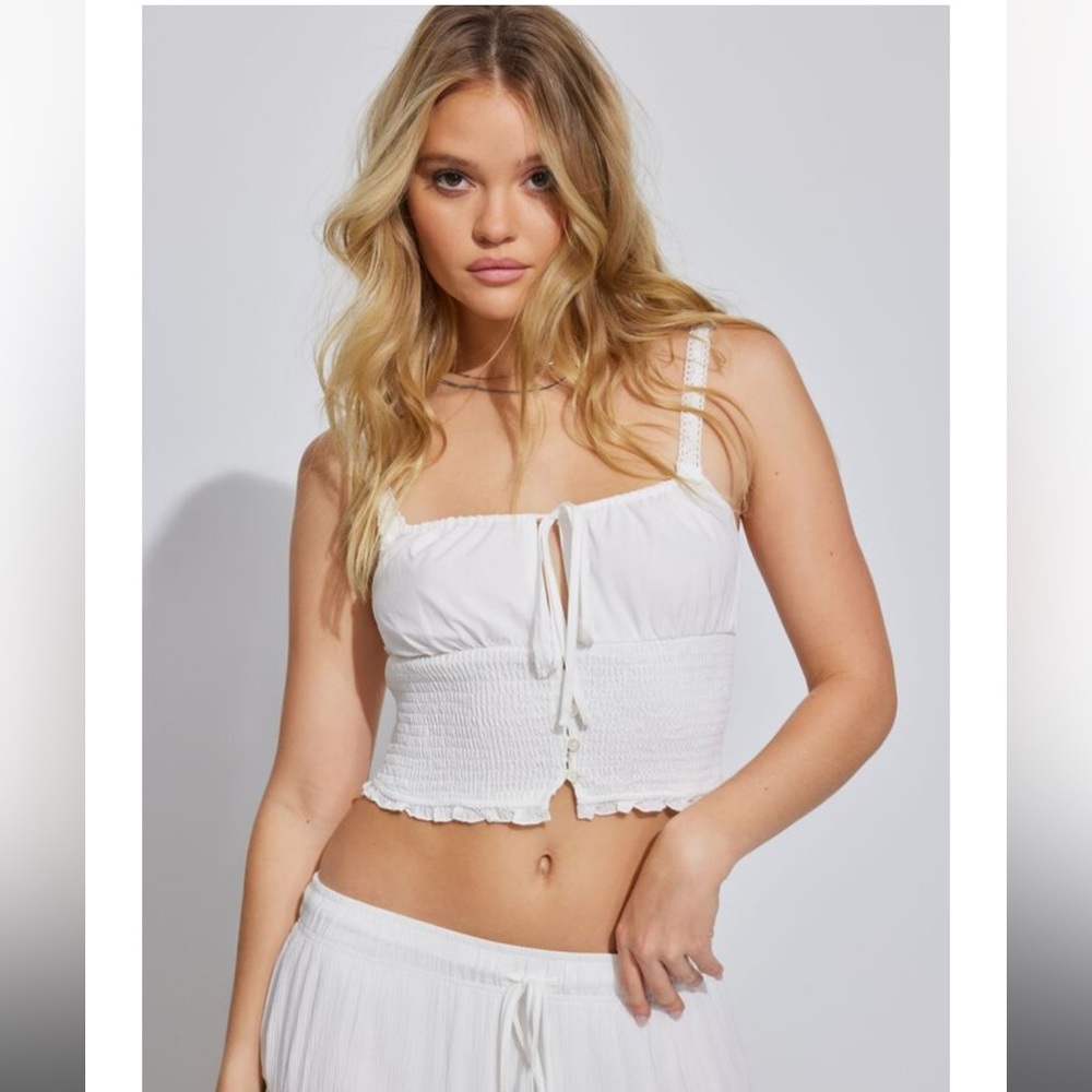 Garage White Smocked Cami Top - Picture 2 of 4